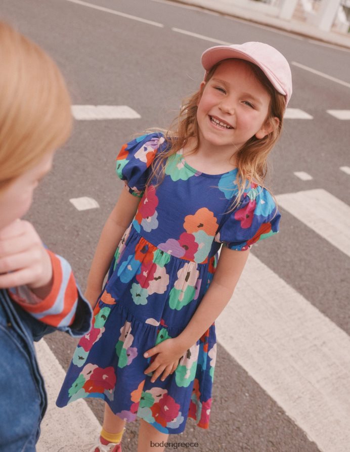 ναυτικό ζωγραφικό λουλουδάτο είδη ένδυσης βαμβακερό φόρεμα με στάμπα Boden μωρό 464PH8345