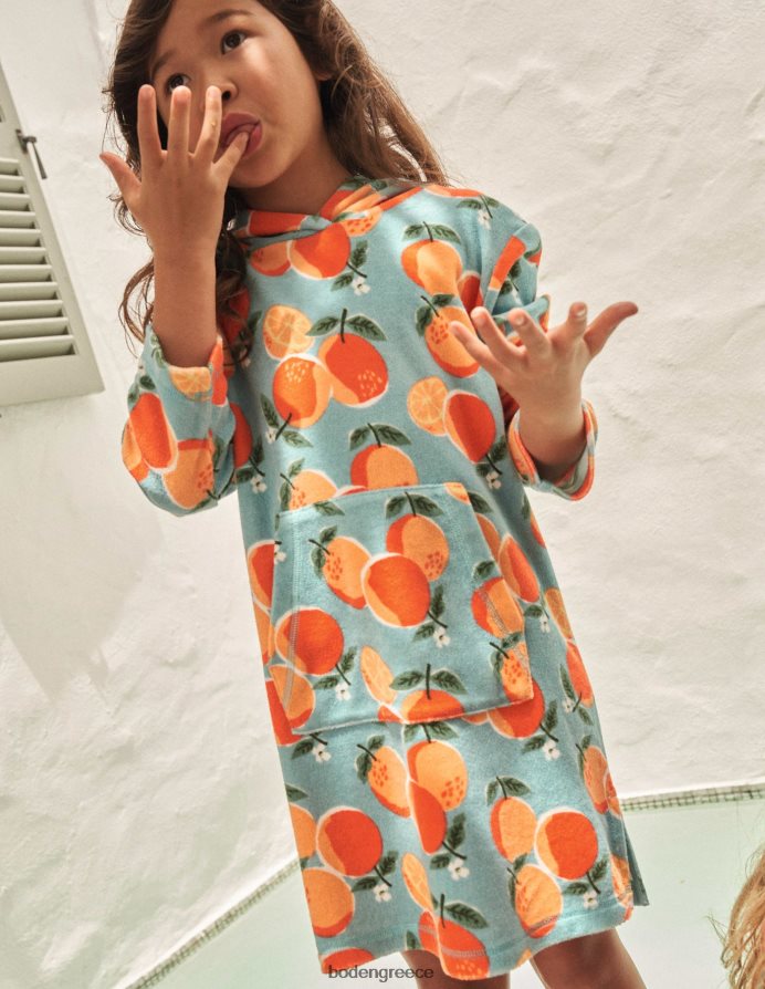 γαλάζια πορτοκάλια είδη ένδυσης μοτίβο φόρεμα παραλίας Boden μωρό 464PH83464