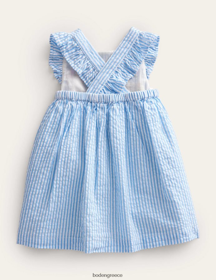 ιβουάρ/μπλε κουνελάκι είδη ένδυσης υφαντό φόρεμα πινι Boden μωρό 464PH83474