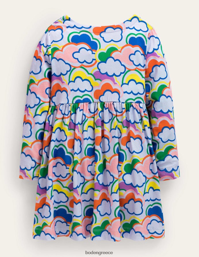 μπλε πολλαπλά ουράνια τόξα είδη ένδυσης μακρυμάνικο διασκεδαστικό φόρεμα ζέρσεϊ Boden μωρό 464PH83479
