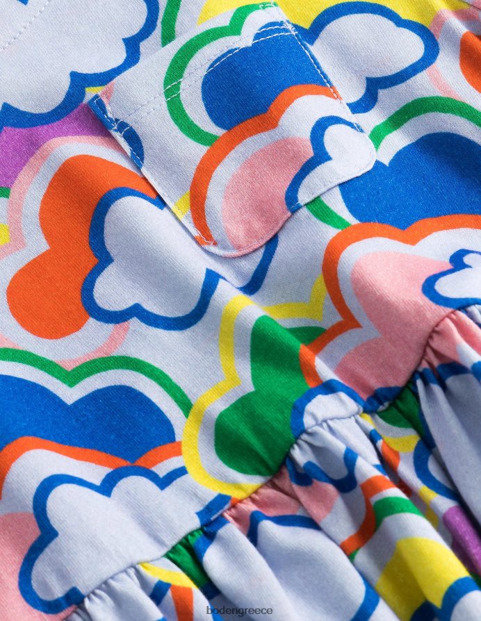 μπλε πολλαπλά ουράνια τόξα είδη ένδυσης μακρυμάνικο διασκεδαστικό φόρεμα ζέρσεϊ Boden μωρό 464PH83479