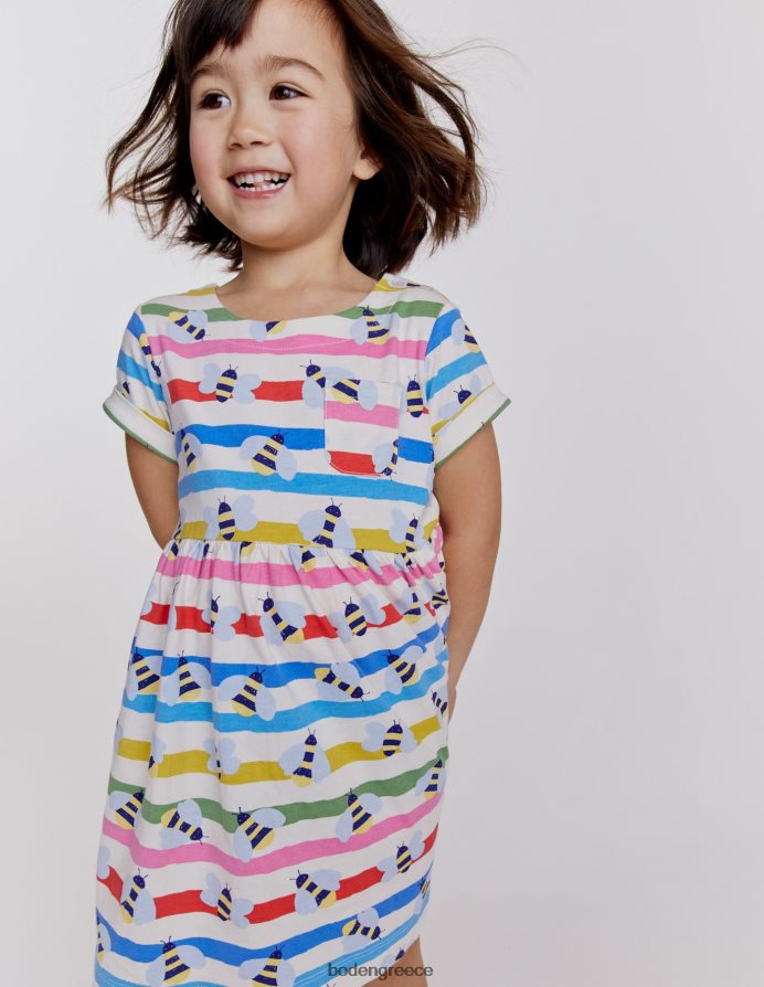 μέλισσα πολλαπλών λωρίδων είδη ένδυσης κοντομάνικο διασκεδαστικό φόρεμα ζέρσεϊ Boden μωρό 464PH83480