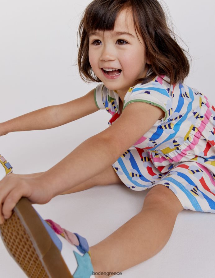 μέλισσα πολλαπλών λωρίδων είδη ένδυσης κοντομάνικο διασκεδαστικό φόρεμα ζέρσεϊ Boden μωρό 464PH83480