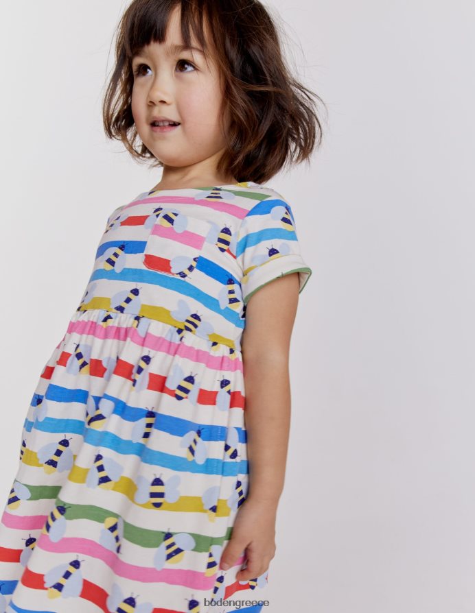 μέλισσα πολλαπλών λωρίδων είδη ένδυσης κοντομάνικο διασκεδαστικό φόρεμα ζέρσεϊ Boden μωρό 464PH83480