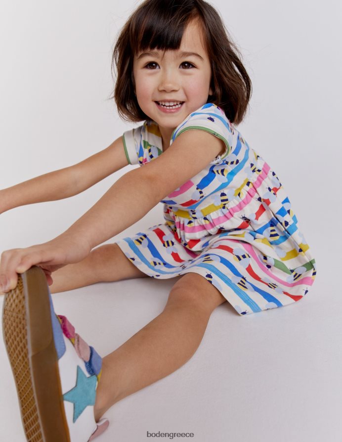 μέλισσα πολλαπλών λωρίδων είδη ένδυσης κοντομάνικο διασκεδαστικό φόρεμα ζέρσεϊ Boden μωρό 464PH83480