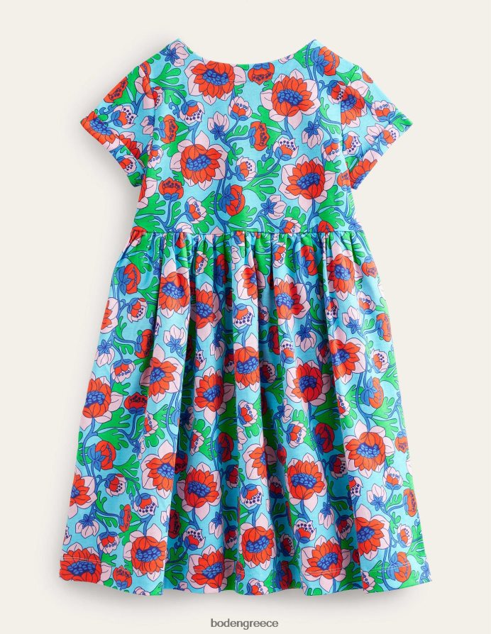 γαλάζιες παπαρούνες είδη ένδυσης κοντομάνικο διασκεδαστικό φόρεμα ζέρσεϊ Boden μωρό 464PH83487