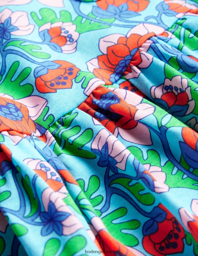 γαλάζιες παπαρούνες είδη ένδυσης κοντομάνικο διασκεδαστικό φόρεμα ζέρσεϊ Boden μωρό 464PH83487