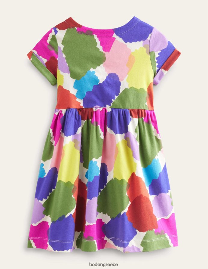 έμπλαστρο πολλαπλών χρωμάτων είδη ένδυσης κοντομάνικο διασκεδαστικό φόρεμα ζέρσεϊ Boden μωρό 464PH8350