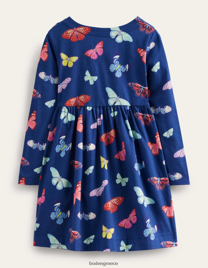 πεταλούδες κολεγιακού ναυτικού είδη ένδυσης μακρυμάνικο διασκεδαστικό φόρεμα ζέρσεϊ Boden μωρό 464PH8351