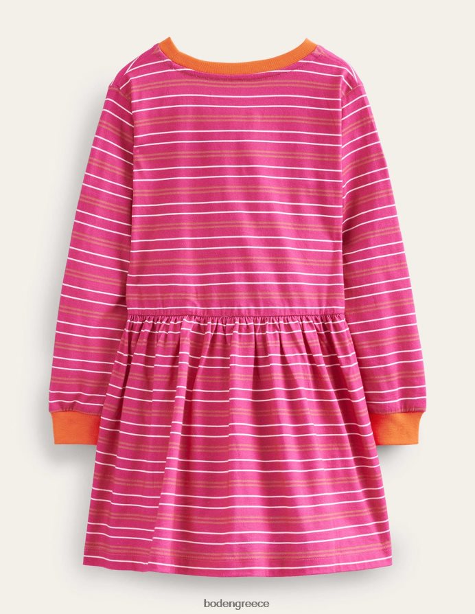 φωτεινό ροζ είδη ένδυσης φόρεμα ζέρσεϊ με ρίγες Boden μωρό 464PH8355