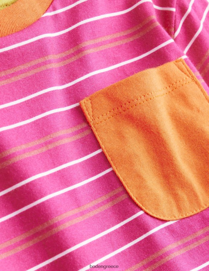 φωτεινό ροζ είδη ένδυσης φόρεμα ζέρσεϊ με ρίγες Boden μωρό 464PH8355