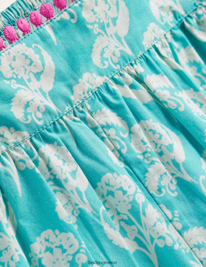 φλοράλ σφραγίδα δελφινιού μπλε είδη ένδυσης χαλαρή ολόσωμη φόρμα από βαμβακερή ποπλίνα Boden μωρό 464PH8356