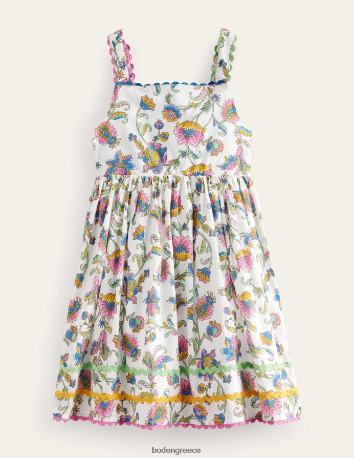 καλοκαιρινό κλήμα δαμασκηνιάς είδη ένδυσης βαμβακερό φόρεμα με φιόγκο Boden μωρό 464PH8358