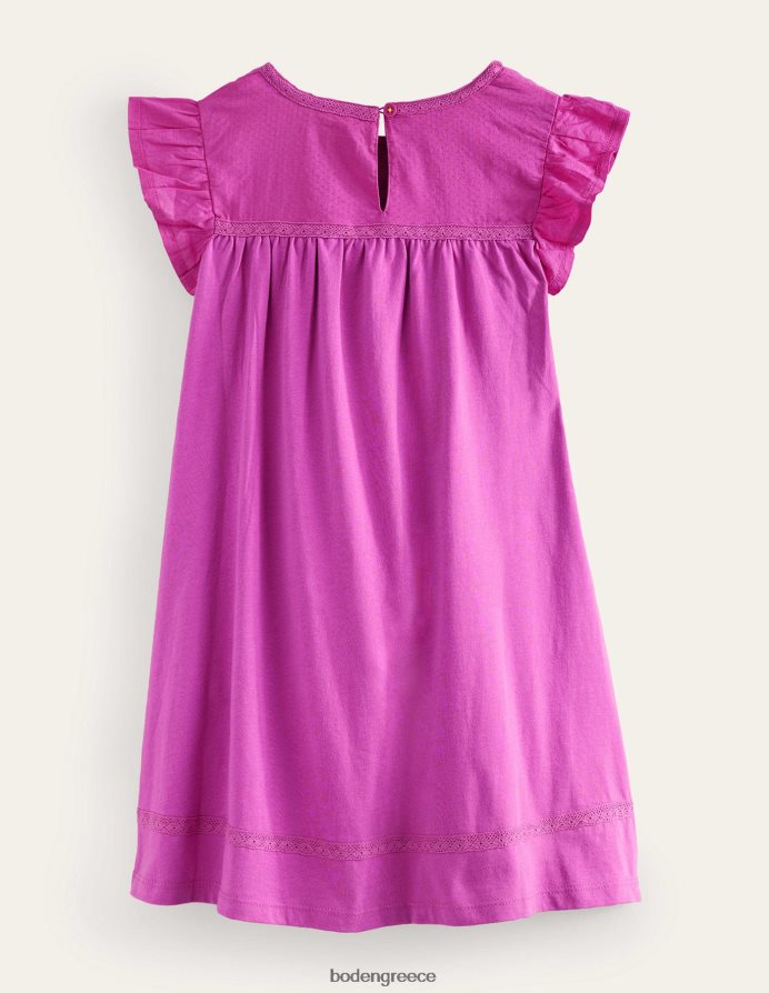 λαμπερή ορχιδέα μωβ είδη ένδυσης φόρεμα ζέρσεϊ με φτερούγισμα Boden μωρό 464PH8359