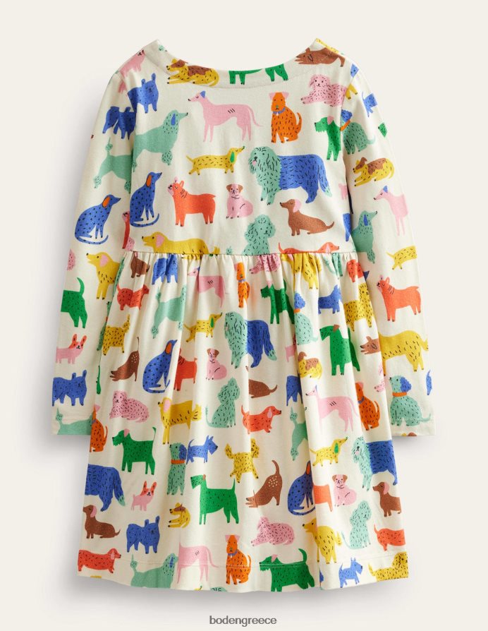 ιβουάρ παιχνιδιάρικα κουτάβια είδη ένδυσης μακρυμάνικο διασκεδαστικό φόρεμα ζέρσεϊ Boden μωρό 464PH8360