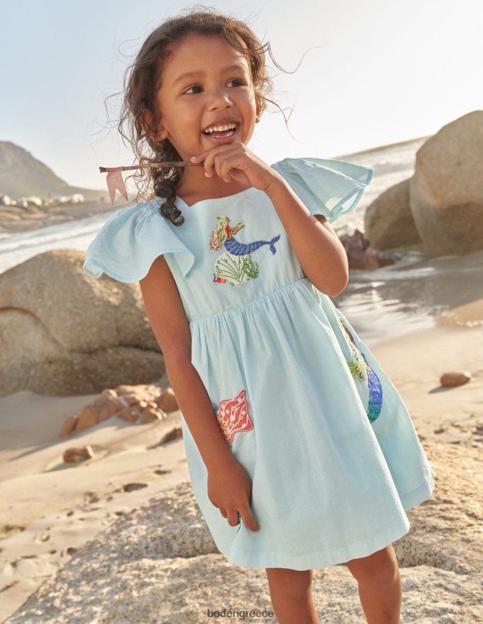 παγωμένες γοργόνες νερού είδη ένδυσης φόρεμα απλικέ με φτερούγισμα Boden μωρό 464PH8365