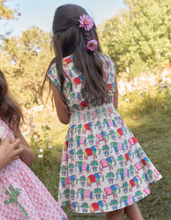 Ξύλο ελέφαντα με λοβό βανίλιας είδη ένδυσης εμπριμέ γιορτινό φόρεμα Boden μωρό 464PH8366