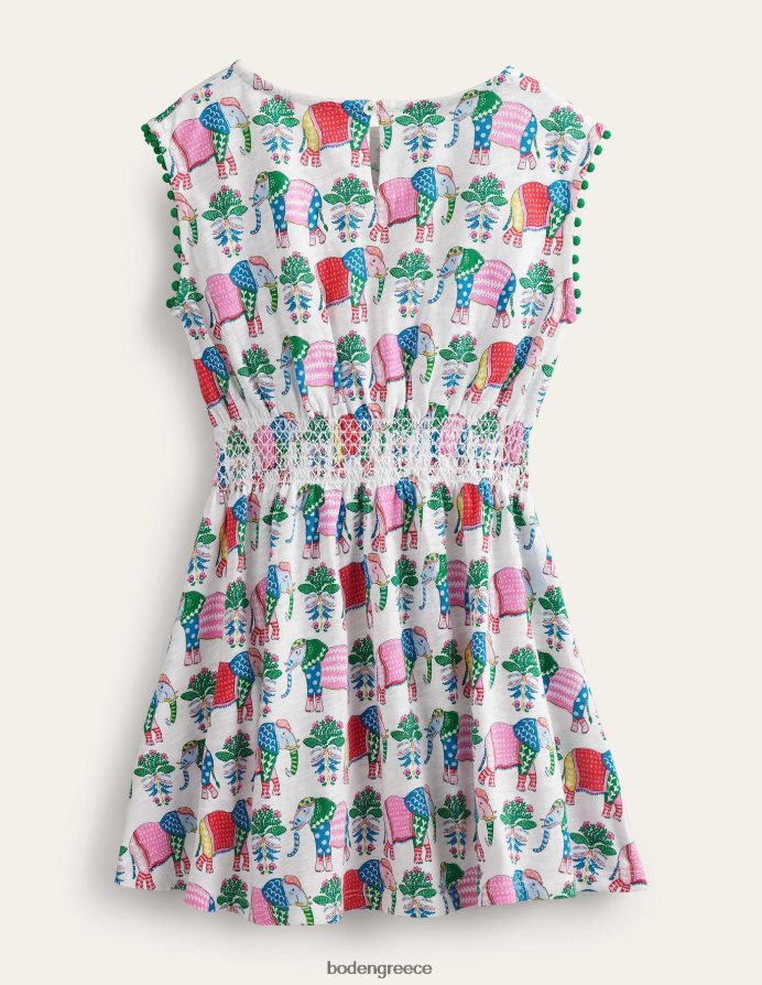 Ξύλο ελέφαντα με λοβό βανίλιας είδη ένδυσης εμπριμέ γιορτινό φόρεμα Boden μωρό 464PH8366