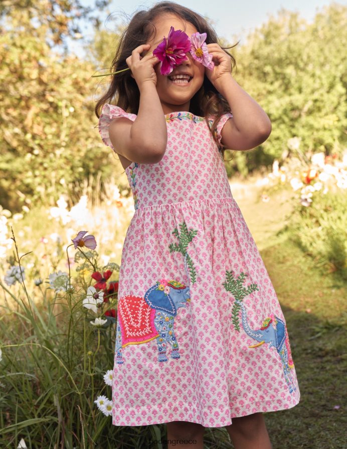 Ξύλο άνθη δαμασκηνιάς είδη ένδυσης απλικέ υφαντό φόρεμα Boden μωρό 464PH8367