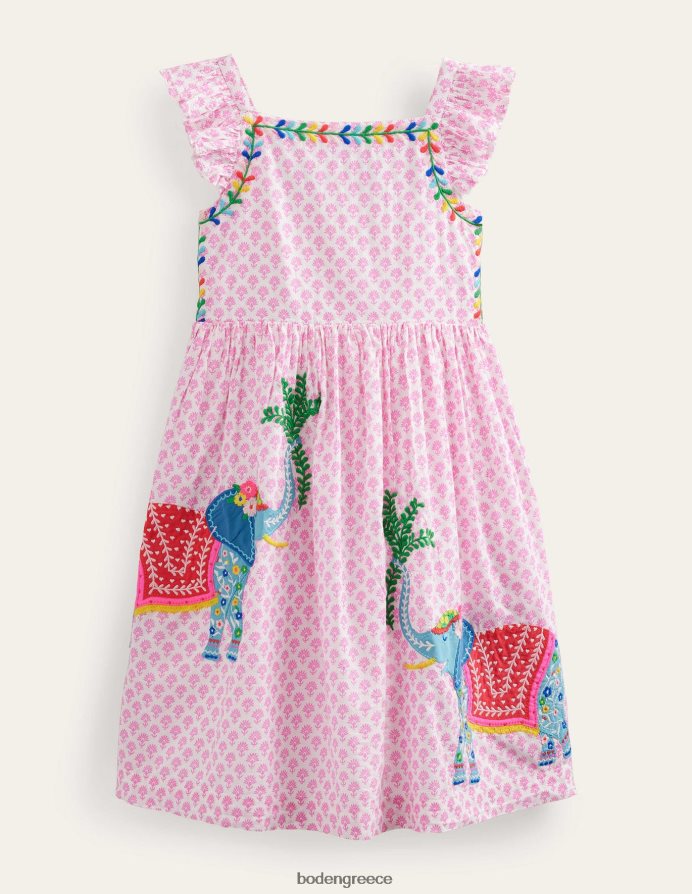 Ξύλο άνθη δαμασκηνιάς είδη ένδυσης απλικέ υφαντό φόρεμα Boden μωρό 464PH8367