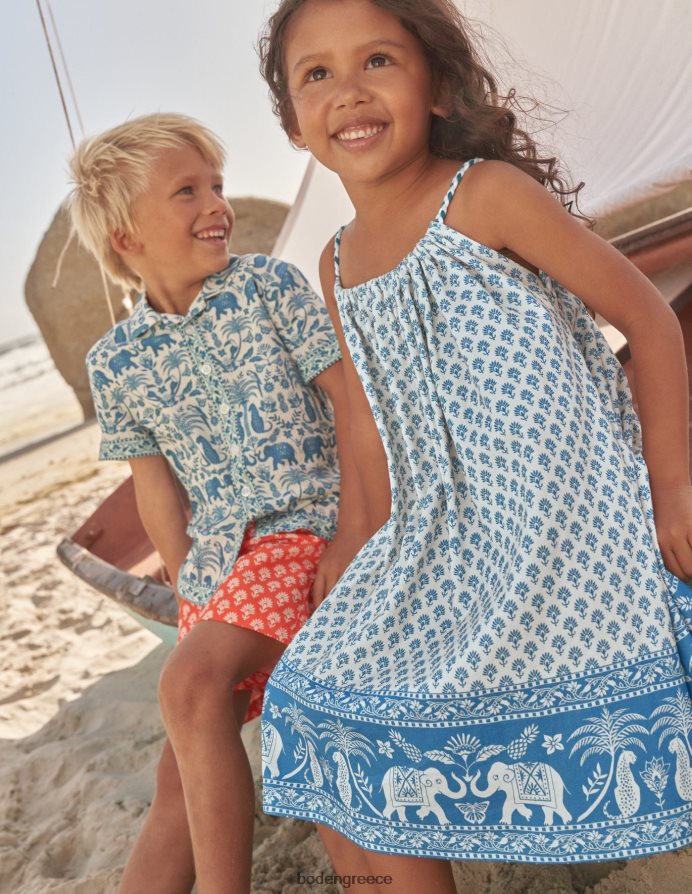 νησί μπλε γκόα στρίφωμα είδη ένδυσης πλεκτό ζέρσεϊ φόρεμα με λουράκι Boden μωρό 464PH8369
