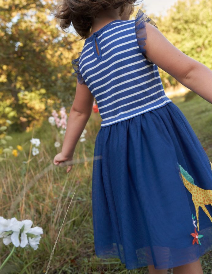 λωρίδα ζαφείρι & βανίλια είδη ένδυσης απλικέ φόρεμα από τούλι Boden μωρό 464PH8370