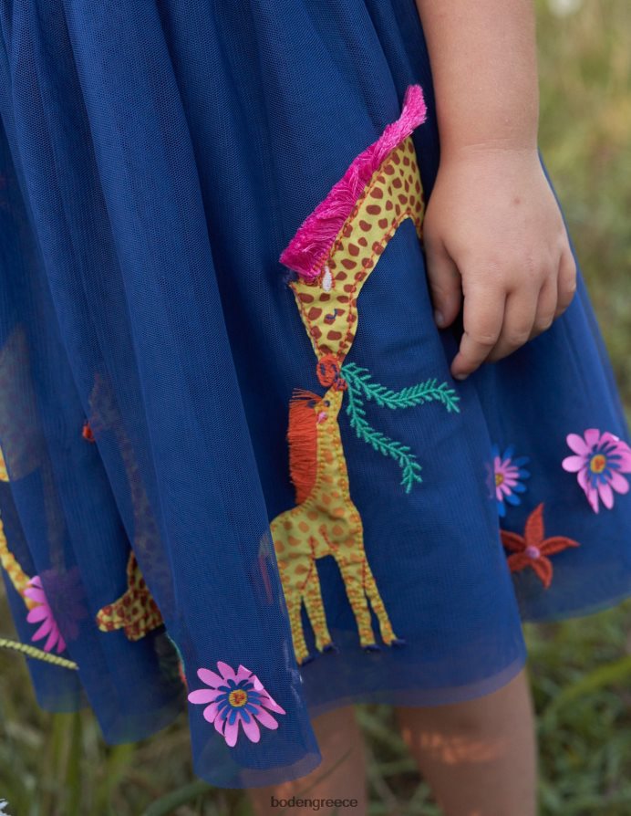 λωρίδα ζαφείρι & βανίλια είδη ένδυσης απλικέ φόρεμα από τούλι Boden μωρό 464PH8370