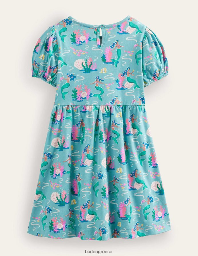 aqua sea blue γοργόνες είδη ένδυσης φόρεμα με φουσκωτά μανίκια Boden μωρό 464PH8364