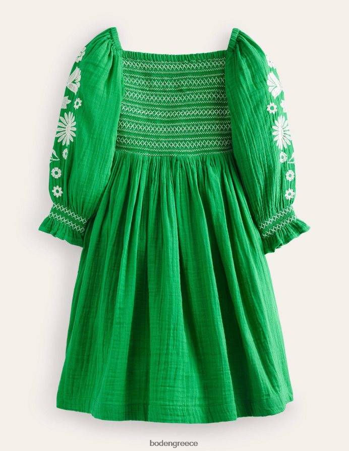 σχολικές πράσινες μαργαρίτες είδη ένδυσης υφαντό φόρεμα με smocked μπούστο Boden μωρό 464PH8346