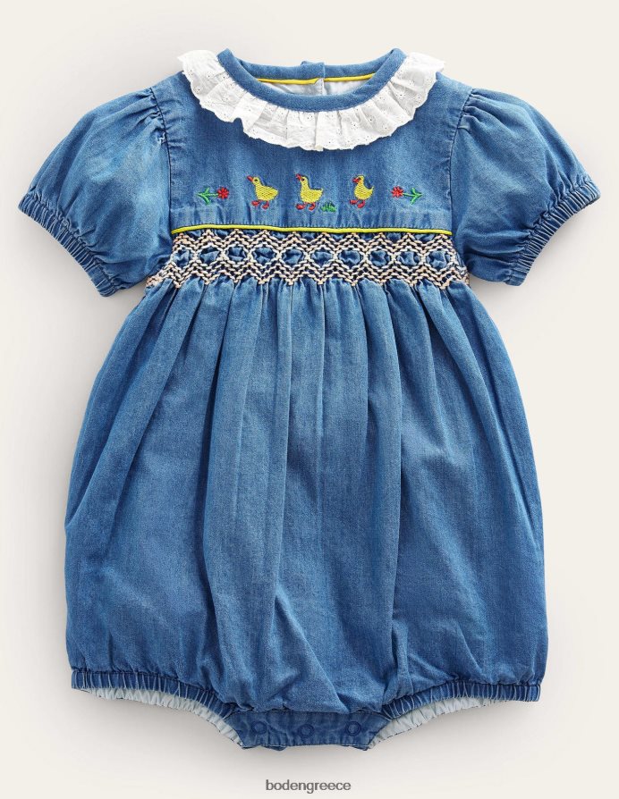 πάπιες chambray είδη ένδυσης υφαντό smocked romper Boden μωρό 464PH83440