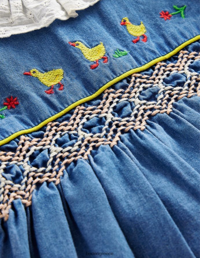 πάπιες chambray είδη ένδυσης υφαντό smocked romper Boden μωρό 464PH83440