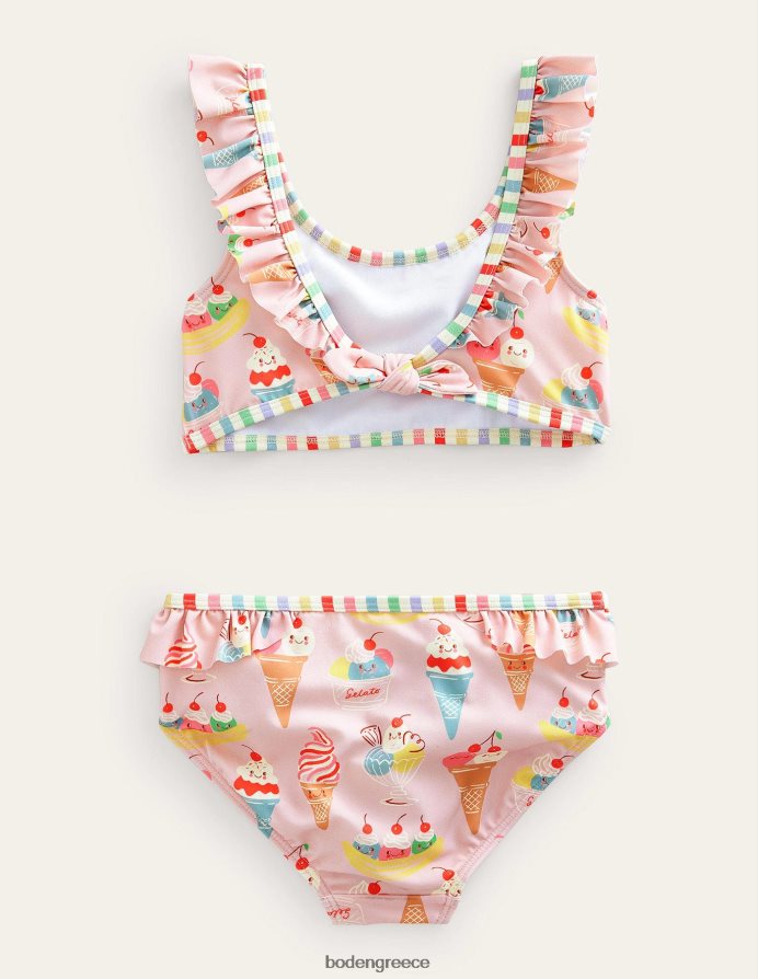 γαλλικό ροζ & μικρό παγωτό είδη ένδυσης δεμένο μπικίνι με κρότουλα Boden μωρό 464PH83375