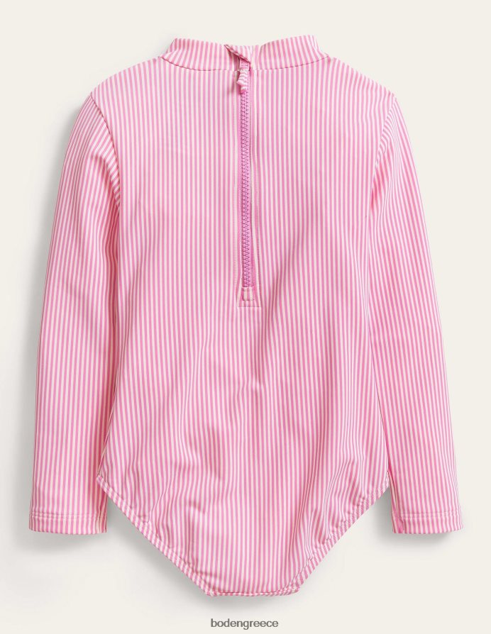 γαργαλητό ροζ και ιβουάρ ρίγα είδη ένδυσης μακρυμάνικο μαγιό Boden μωρό 464PH83456