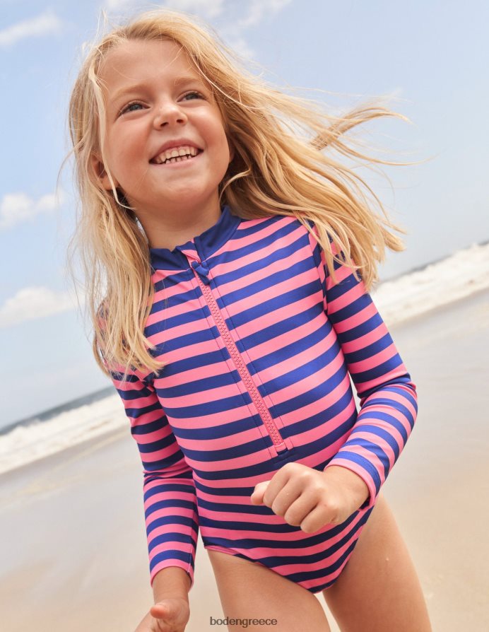 αζελέα και μπλε ρίγα είδη ένδυσης μακρυμάνικο μαγιό Boden μωρό 464PH8438