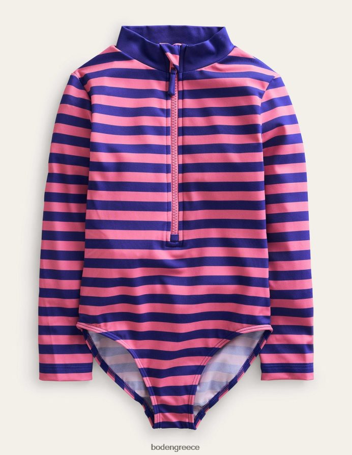 αζελέα και μπλε ρίγα είδη ένδυσης μακρυμάνικο μαγιό Boden μωρό 464PH8438