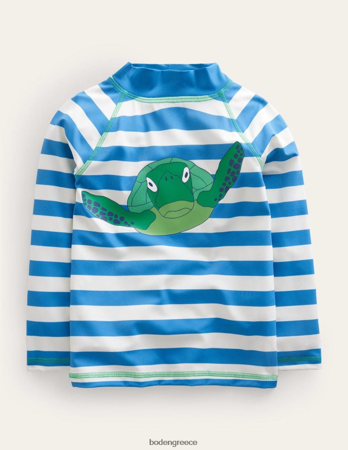 νησιώτικο μπλε και ιβουάρ ρίγα είδη ένδυσης λογότυπο εξανθημένο γιλέκο Boden μωρό 464PH8477