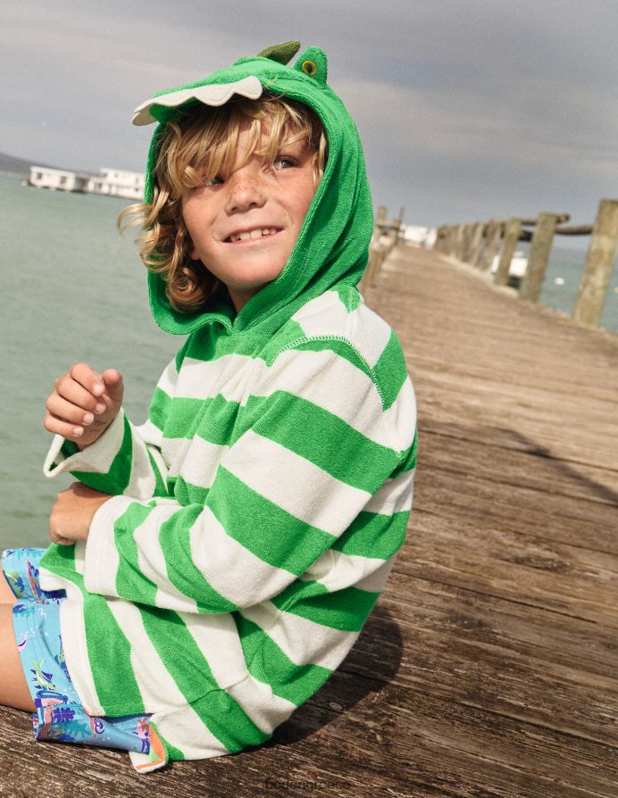 πράσινος/ιβουάρ κροκόδειλος είδη ένδυσης απλικέ ριχτάρι για πετσέτα Boden μωρό 464PH8484