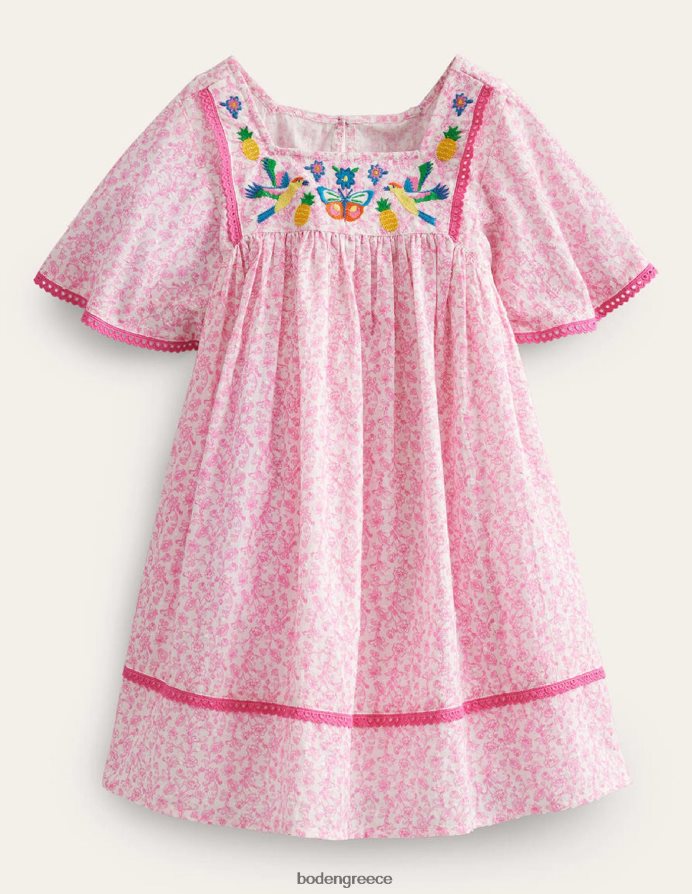 φεστιβάλ ροζ καλοκαιρινό κλήμα είδη ένδυσης κεντημένο floaty φόρεμα Boden μωρό 464PH8447