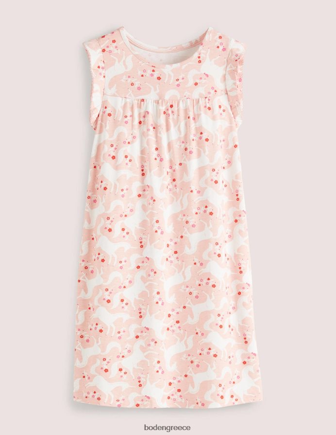 boto pink μονόκερος φλοράλ είδη ένδυσης εμπριμέ κοντομάνικο νυχτικό Boden μωρό 464PH8528