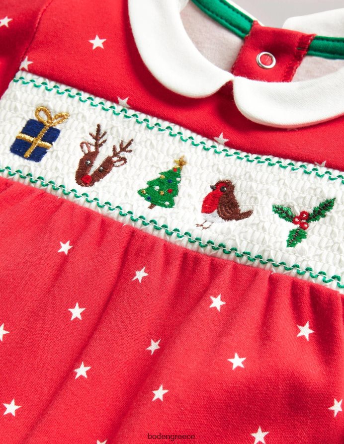 rockabilly κόκκινα αστέρια είδη ένδυσης νεογέννητο χριστουγεννιάτικο κοστούμι ύπνου Boden μωρό 464PH83327