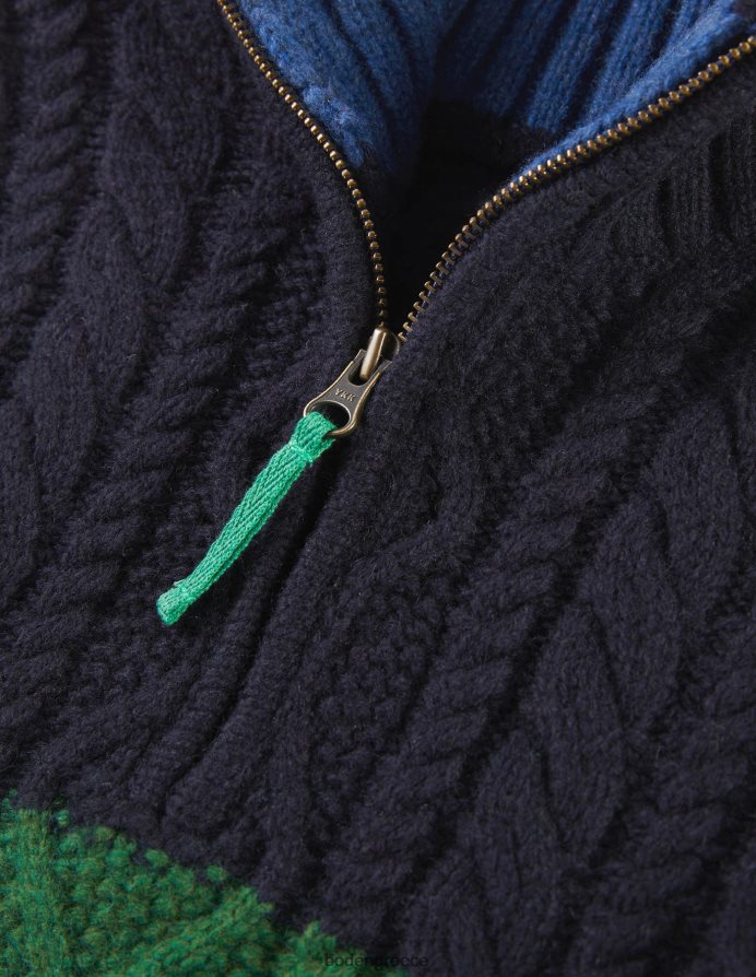 πολύχρωμο μπλοκ είδη ένδυσης πλεκτό μπλουζάκι με μισό καλώδιο με φερμουάρ Boden μωρό 464PH83484