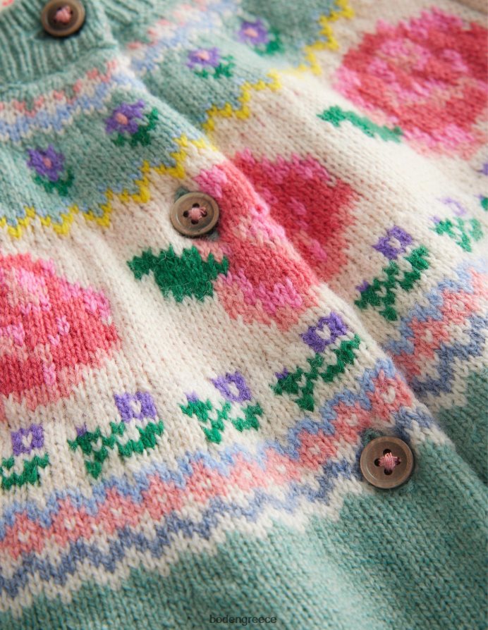 πράσινα λουλούδια καπνού είδη ένδυσης διασκεδαστική ζακέτα Fair Isle Boden μωρό 464PH8542