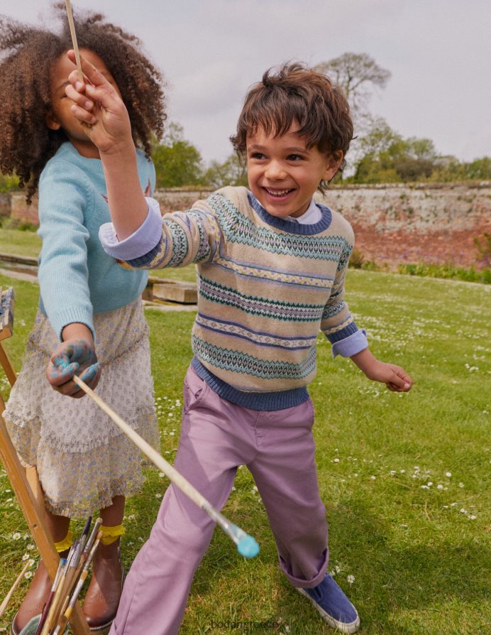 μαλακή πολλαπλή λωρίδα είδη ένδυσης Fair Isle stripe crew jumper Boden μωρό 464PH8535