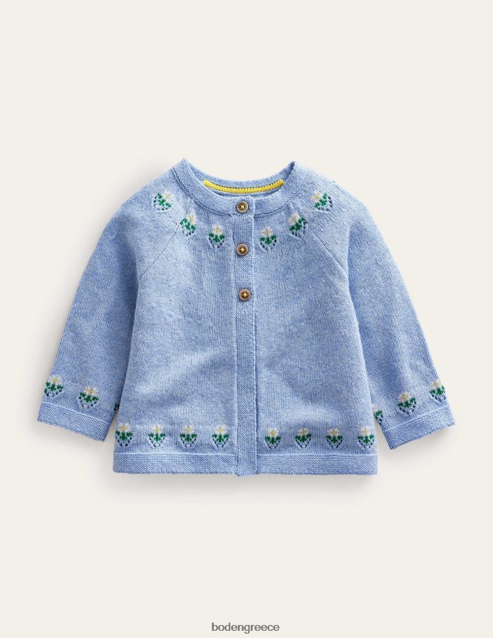 μπλε brunnera είδη ένδυσης κεντημένη ζακέτα λουλουδιών Boden μωρό 464PH83438
