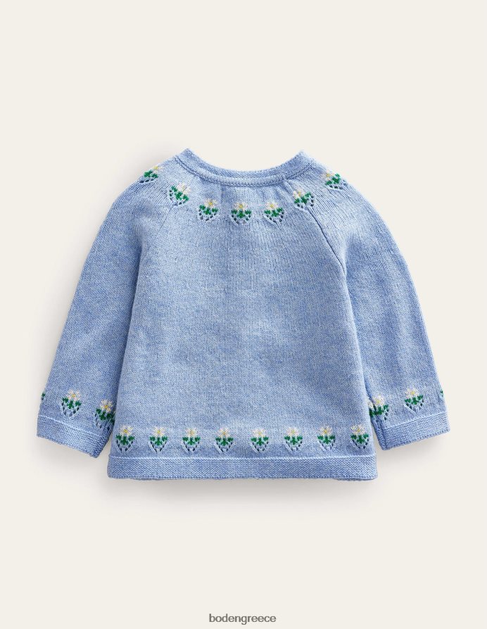 μπλε brunnera είδη ένδυσης κεντημένη ζακέτα λουλουδιών Boden μωρό 464PH83438