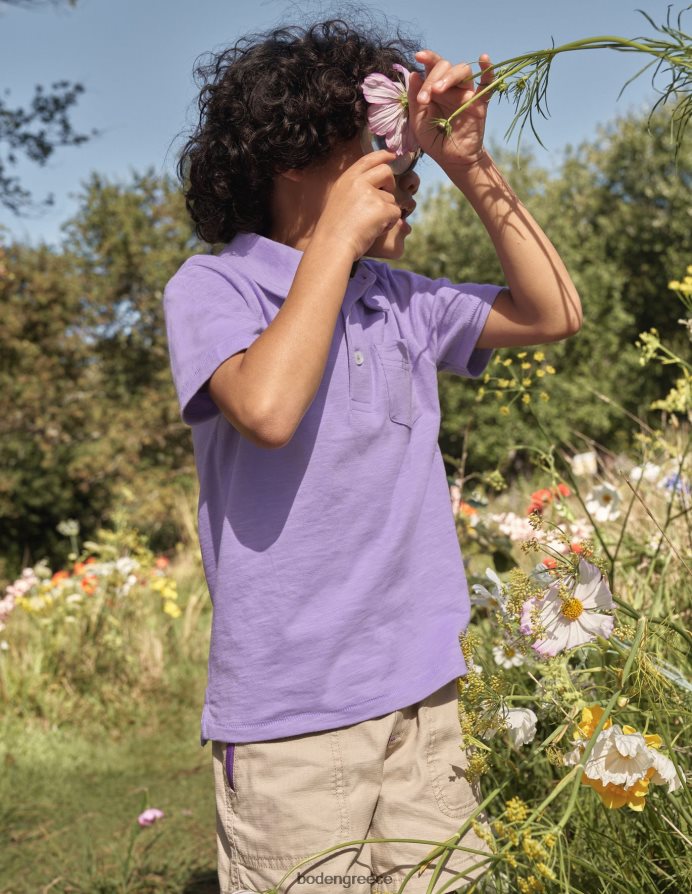 ομιχλώδης λεβάντα είδη ένδυσης μπλουζάκι πόλο με τζέρσεϊ Boden μωρό 464PH83314