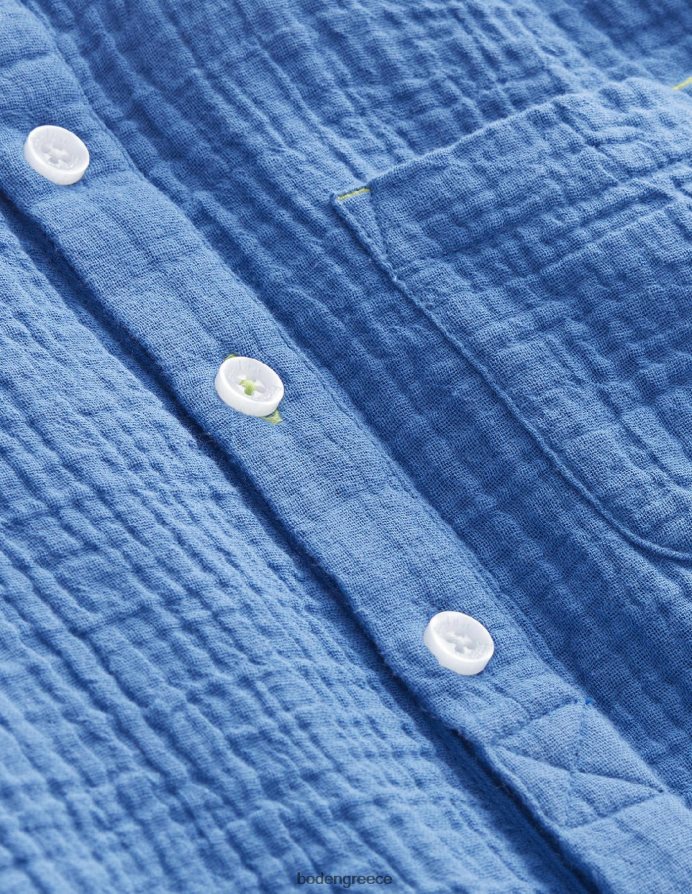 μπλε του Ντελφτ είδη ένδυσης διπλό υφασμάτινο πουκάμισο παππού Boden μωρό 464PH83323