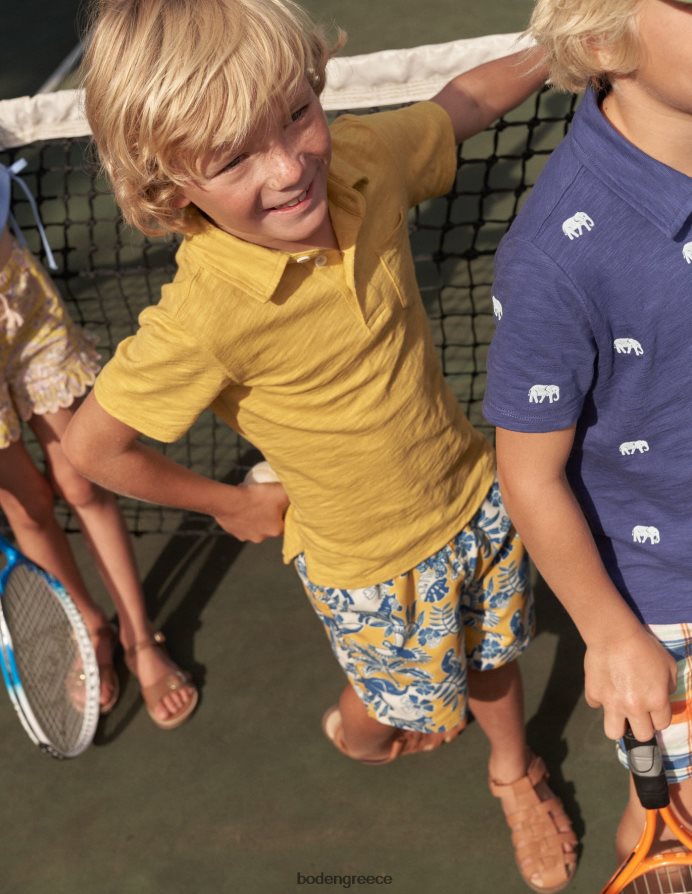 μουσταρδί κίτρινο είδη ένδυσης μπλουζάκι πόλο με τζέρσεϊ Boden μωρό 464PH83408