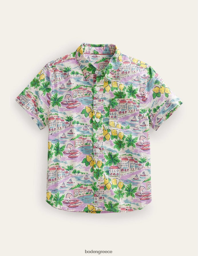 εκτύπωση πολλαπλών σκηνών είδη ένδυσης βαμβακερό λινό πουκάμισο Boden μωρό 464PH83488