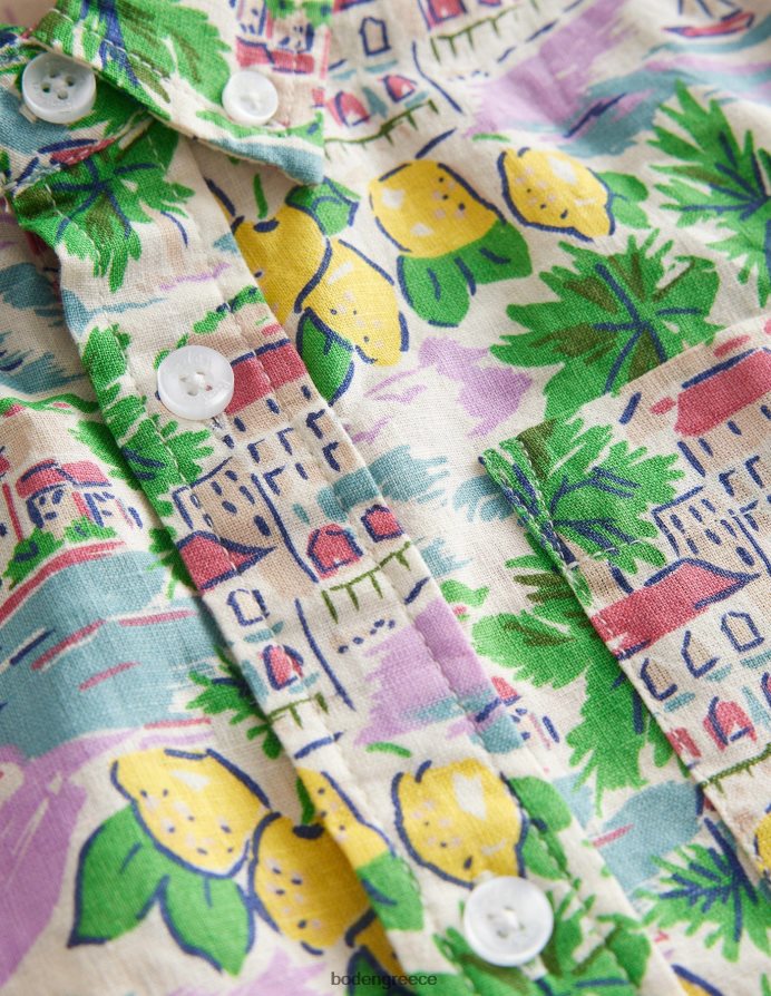 εκτύπωση πολλαπλών σκηνών είδη ένδυσης βαμβακερό λινό πουκάμισο Boden μωρό 464PH83488